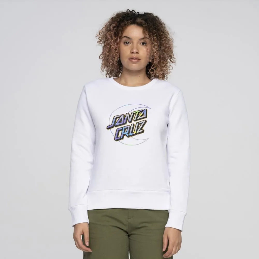 Santa Cruz Womens Crew Holo Moon Dot Front Crew - White
