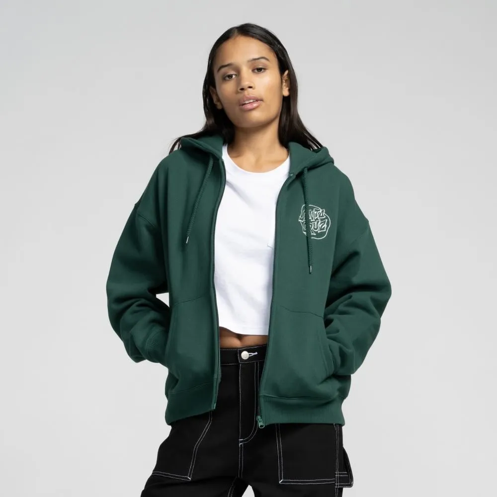 Santa Cruz Womens Zip Hood Fever Dream Mono Dot Zip Hood - Emerald