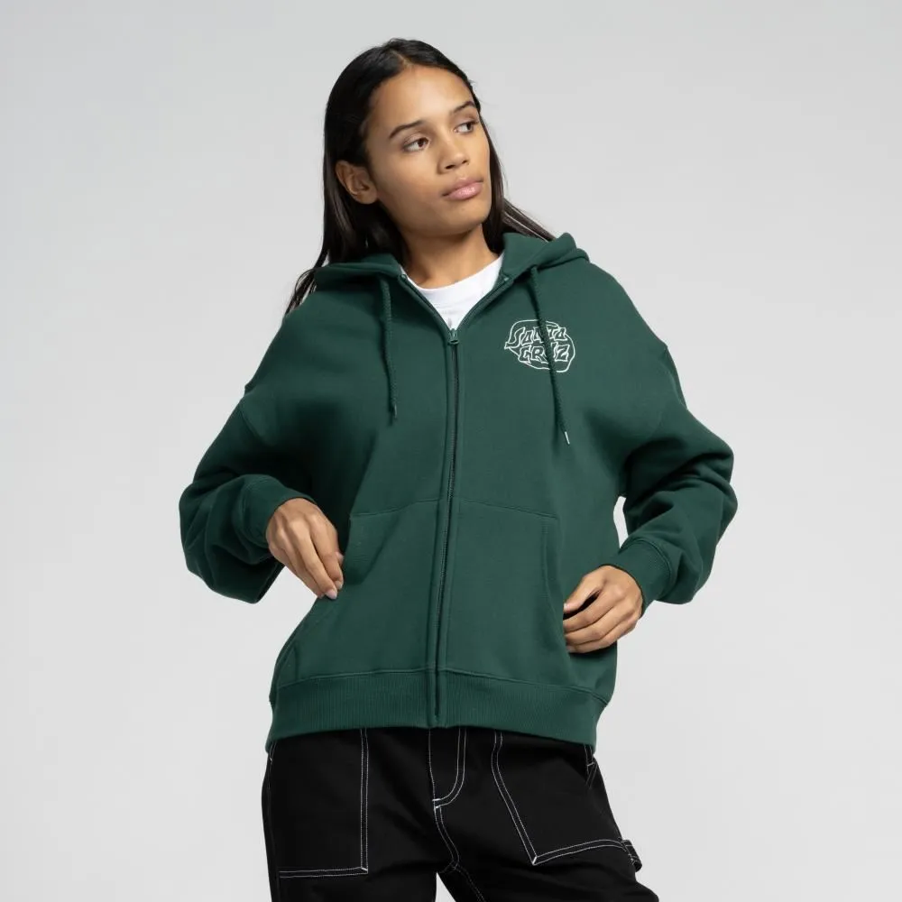 Santa Cruz Womens Zip Hood Fever Dream Mono Dot Zip Hood - Emerald