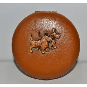 Scottie Dog Brown Leather Compact