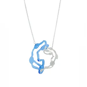 Seaweed Pendant Necklace in Brushed Silver