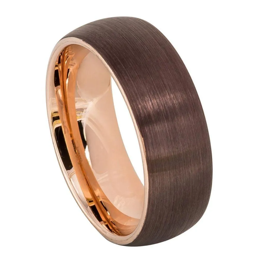 Semi-Domed Brushed Brown IP Plated & Rose Gold IP Plated ��������� 8mm