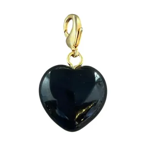 Semi-Precious Heart Pendant Obsidian