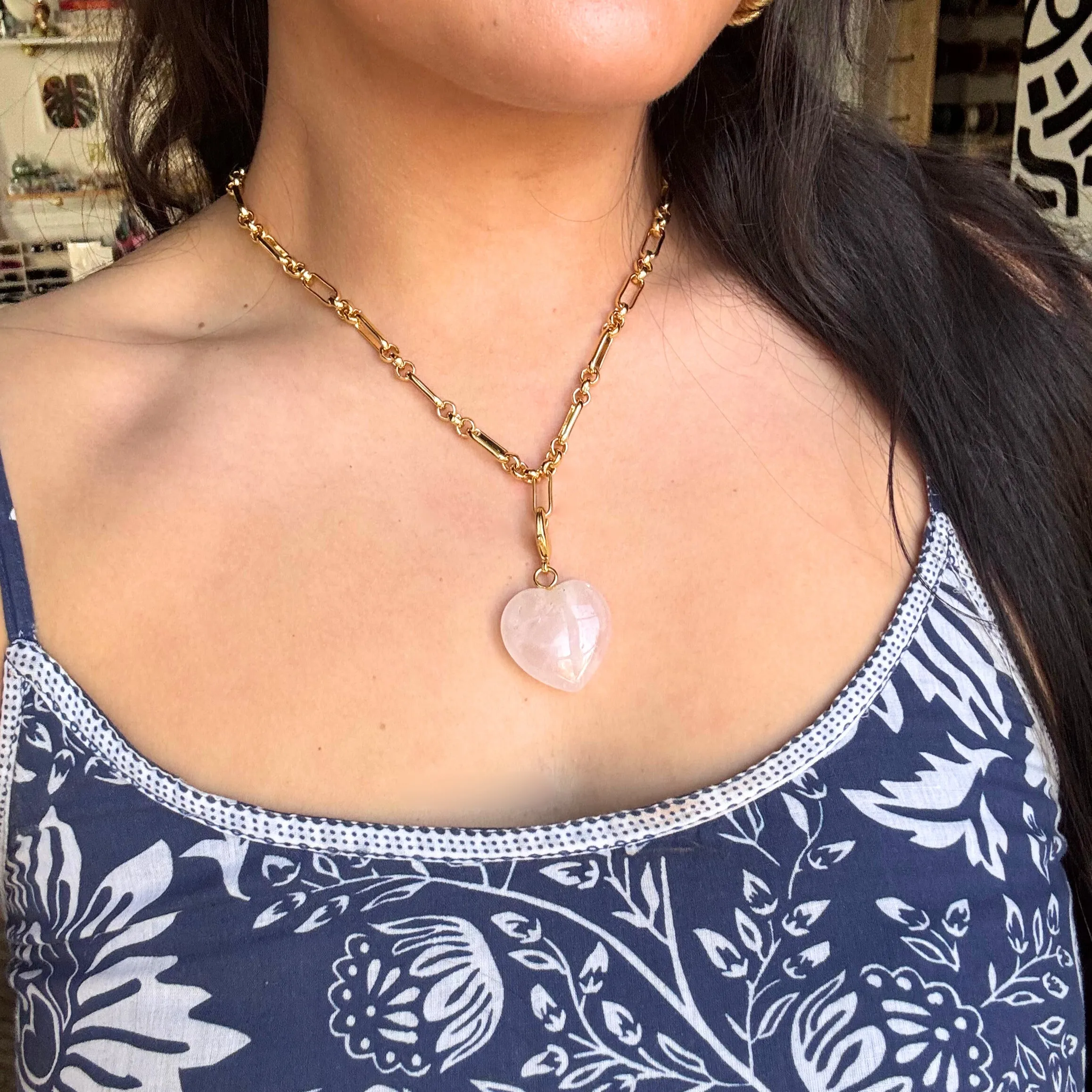 Semi-Precious Heart Pendant Rose Quartz