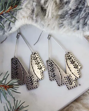 Shadow Sun Earrings in Brushed Silver