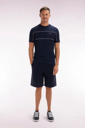 Short de jogging en coton interlock marine coupe droite