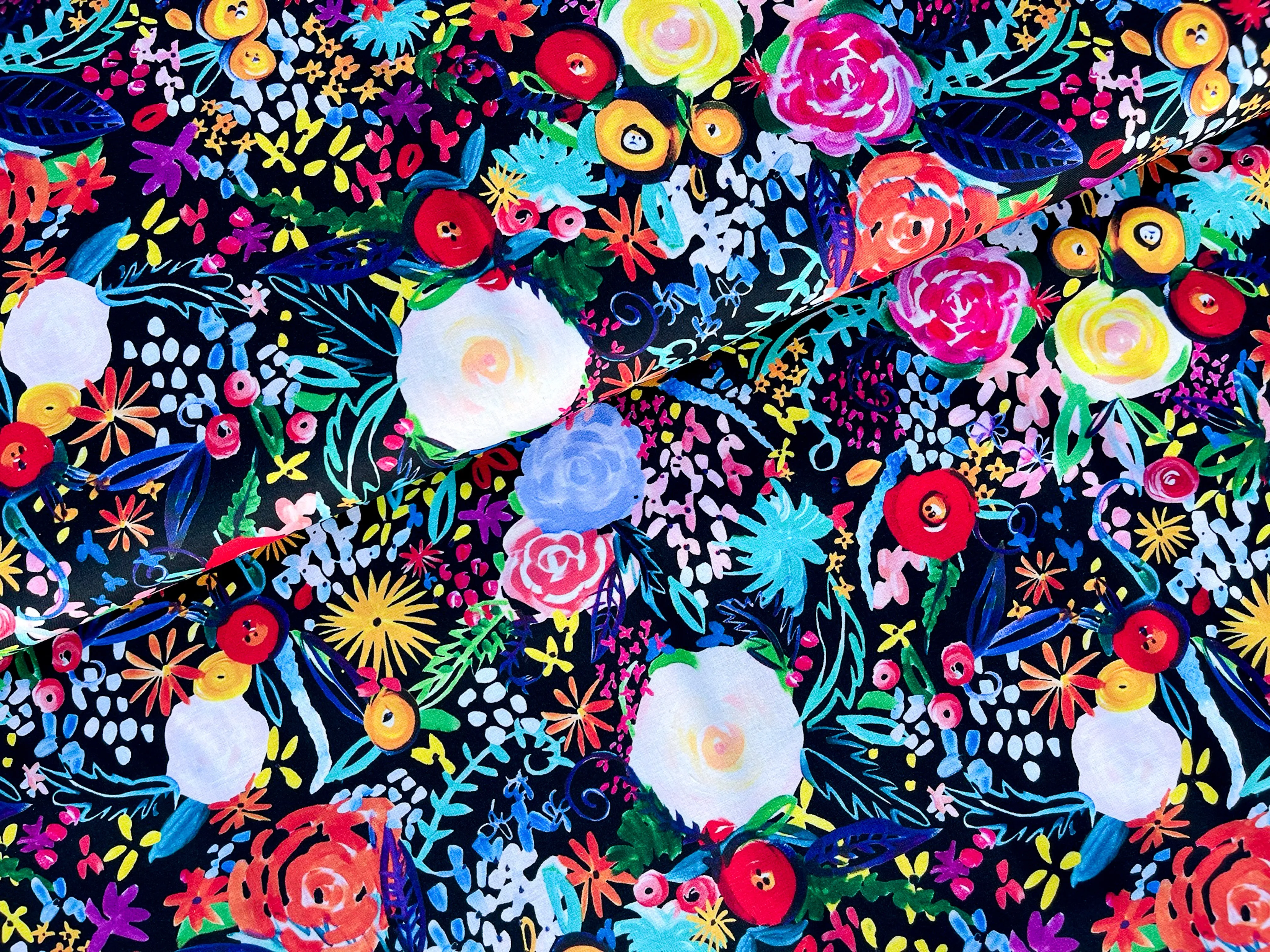 Short Zip Phone Bag - Wristlet Converts to Cross Body Purse - Painted Petals Fabric