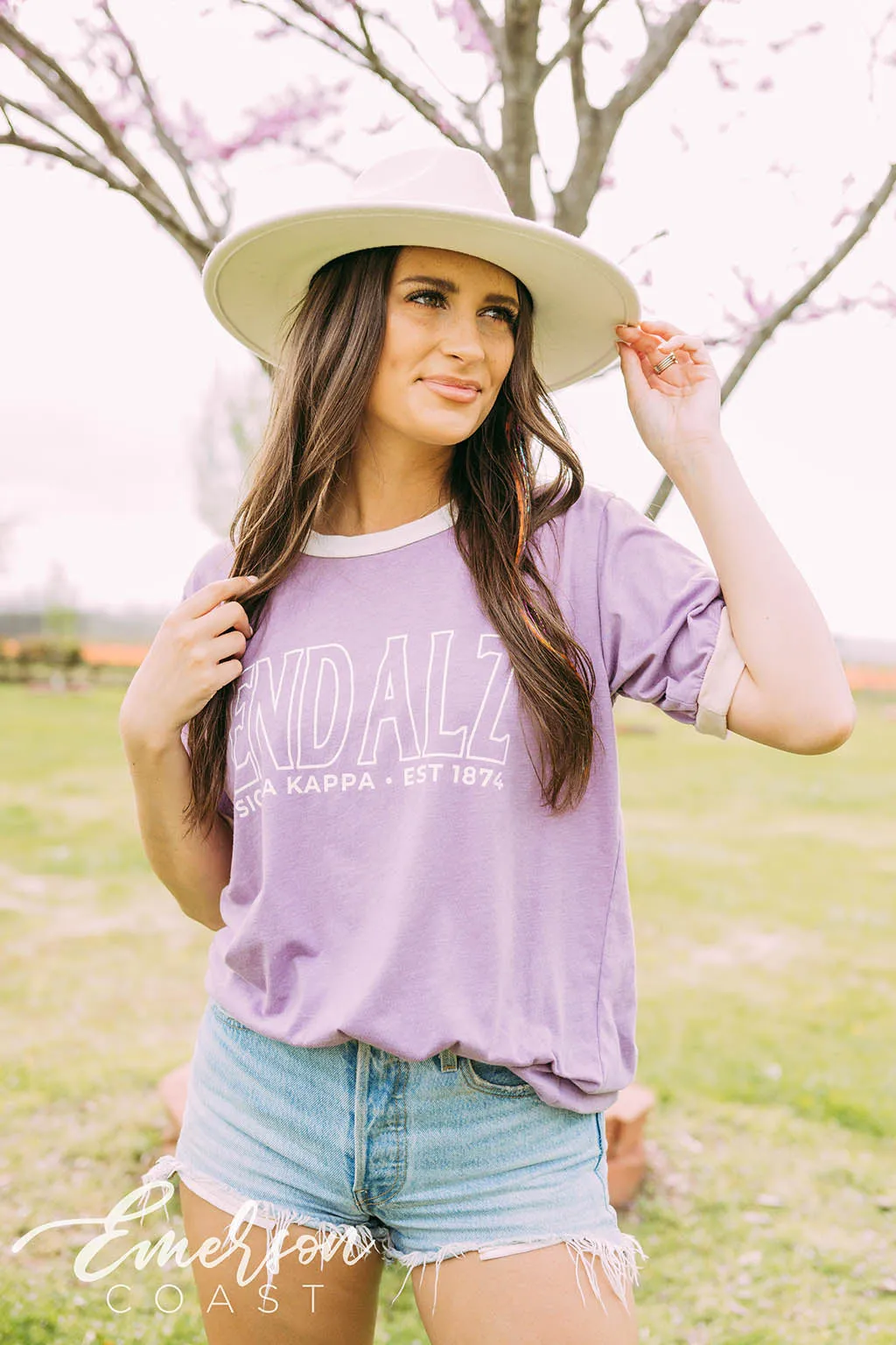 Sigma Kappa End Alz Purple Colorblock Ringer Tee