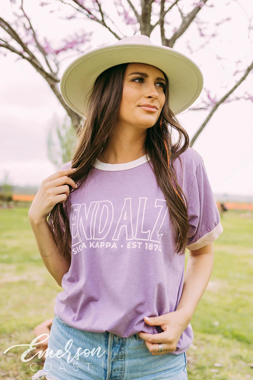 Sigma Kappa End Alz Purple Colorblock Ringer Tee