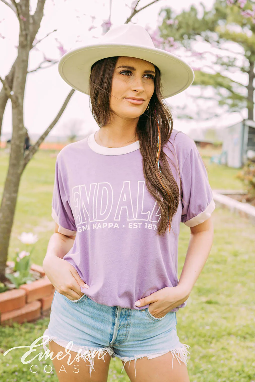 Sigma Kappa End Alz Purple Colorblock Ringer Tee