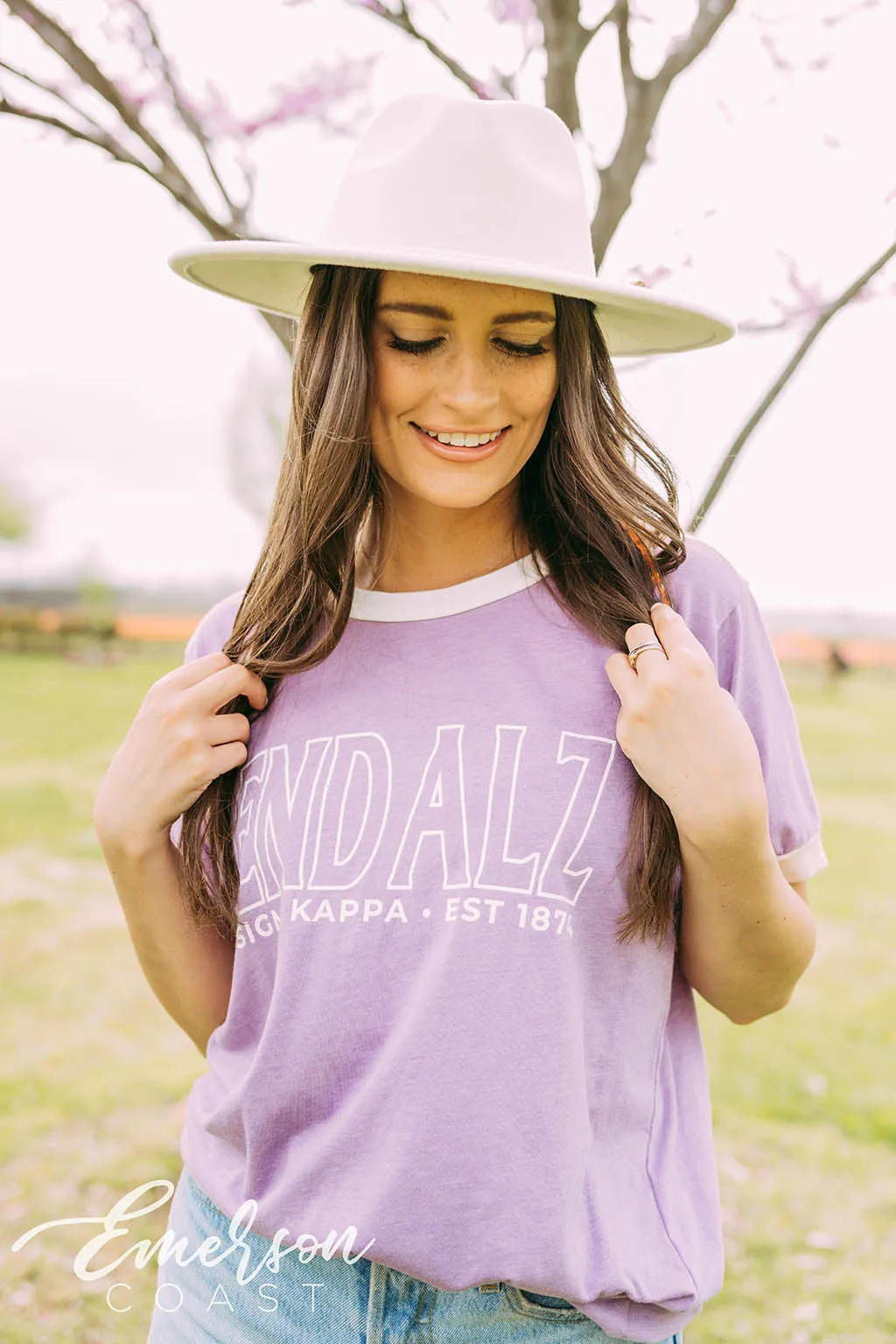 Sigma Kappa End Alz Purple Colorblock Ringer Tee