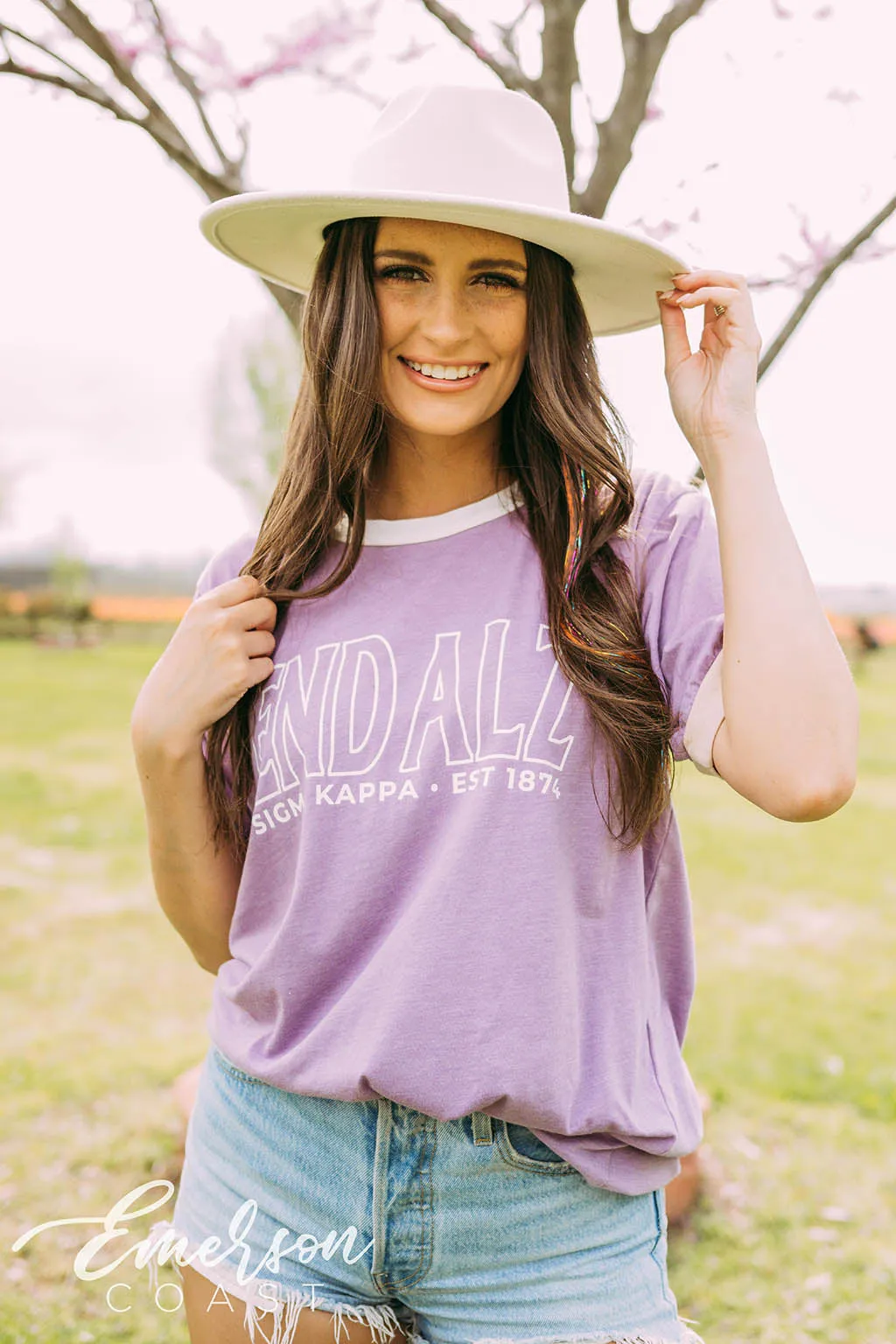 Sigma Kappa End Alz Purple Colorblock Ringer Tee