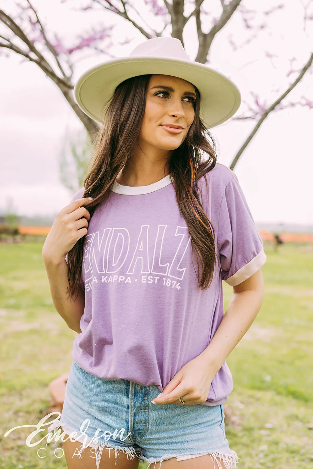 Sigma Kappa End Alz Purple Colorblock Ringer Tee