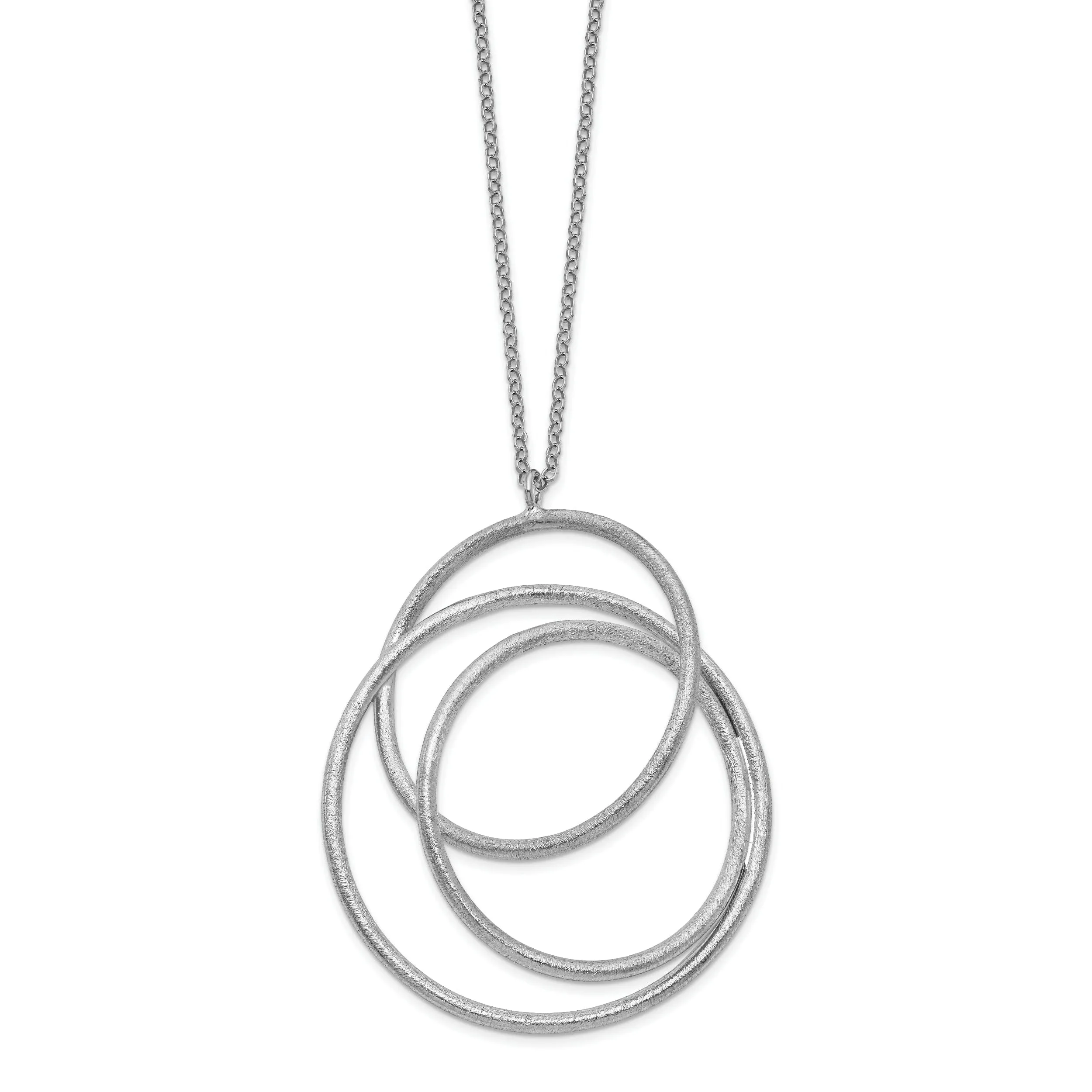 Silver Rhodium Brushed and Polished Necklace