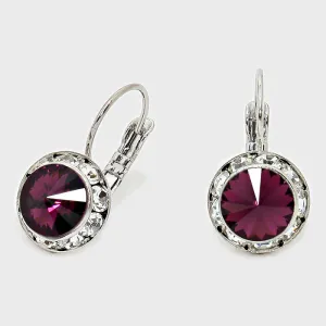 Small Amethyst Austrian Crystal Earrings | 0.5" | 186266