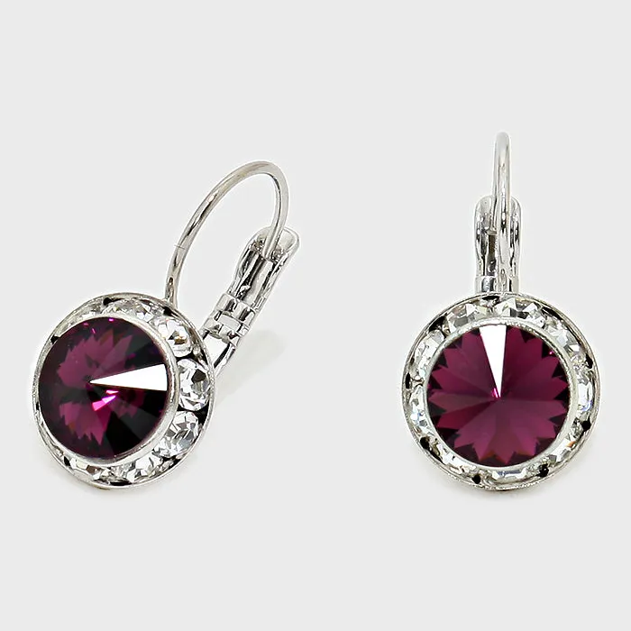 Small Amethyst Austrian Crystal Earrings | 0.5" | 186266