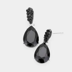 Small Black Crystal and Rhinestone Teardrop Dangle Earrings  | Little Girls | Older Girls Interview | 428190