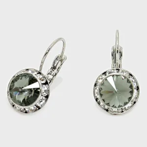 Small Black Diamond Austrian Crystal Stud Earrings | 0.5" | 186268