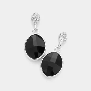 Small Jet Black Dangle Earrings | Interview Earrings | 251496