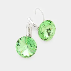 Small Light Green Genuine Austrian Crystal Drop Earrings | 0.6" x 0.8" | 342800