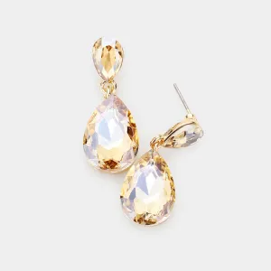 Small Topaz Crystal Teardrop Dangle Earrings | Little Girls | Older Girls Interview | 488245