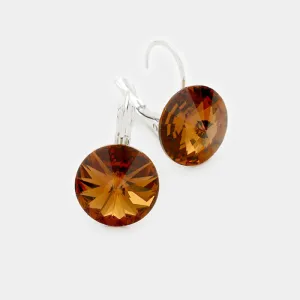 Small Topaz Genuine Austrian Crystal Drop Earrings | 0.4" x 0.8" | 373337