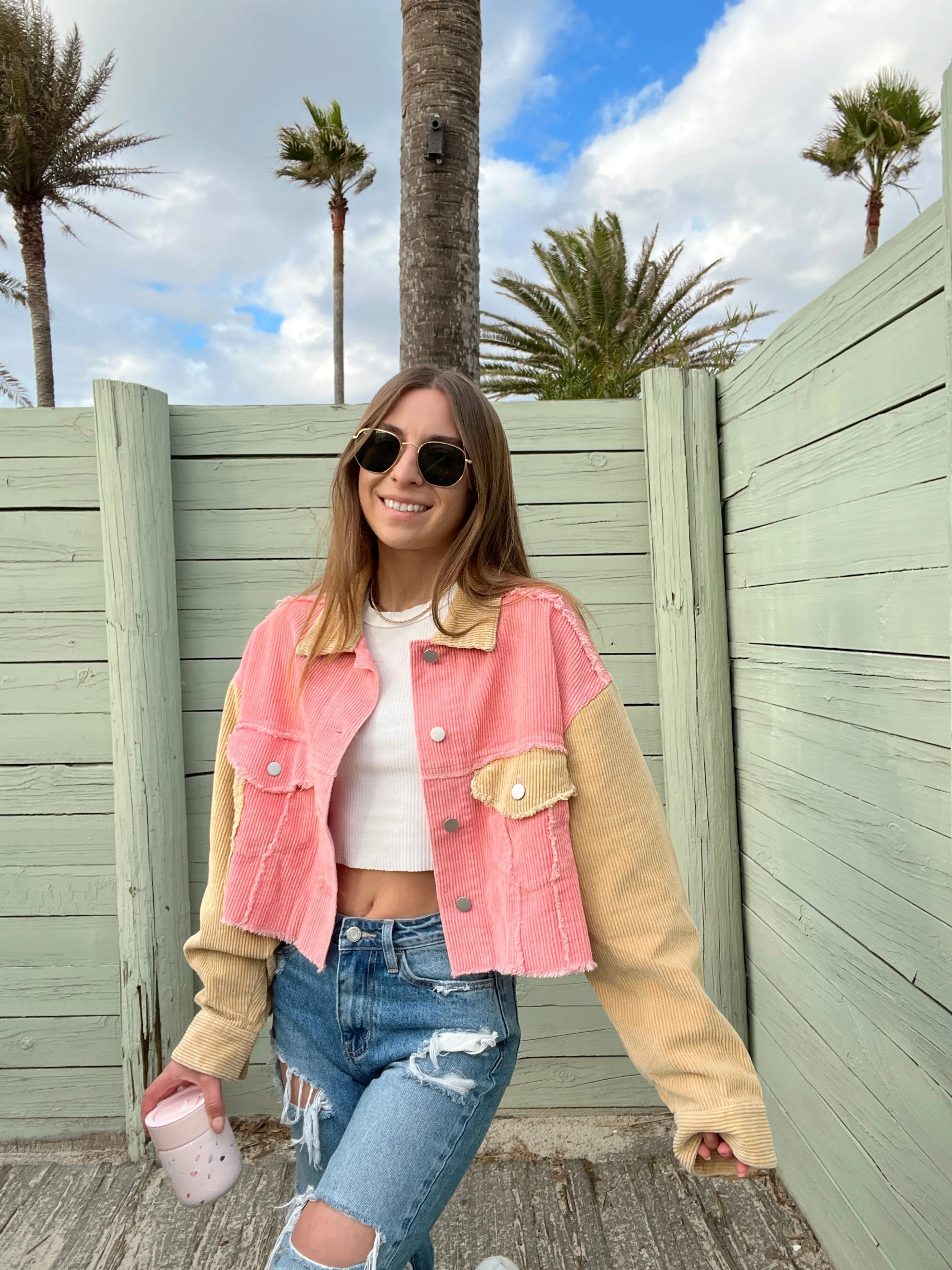 So Rad Colorblock Pink Corduroy Jacket