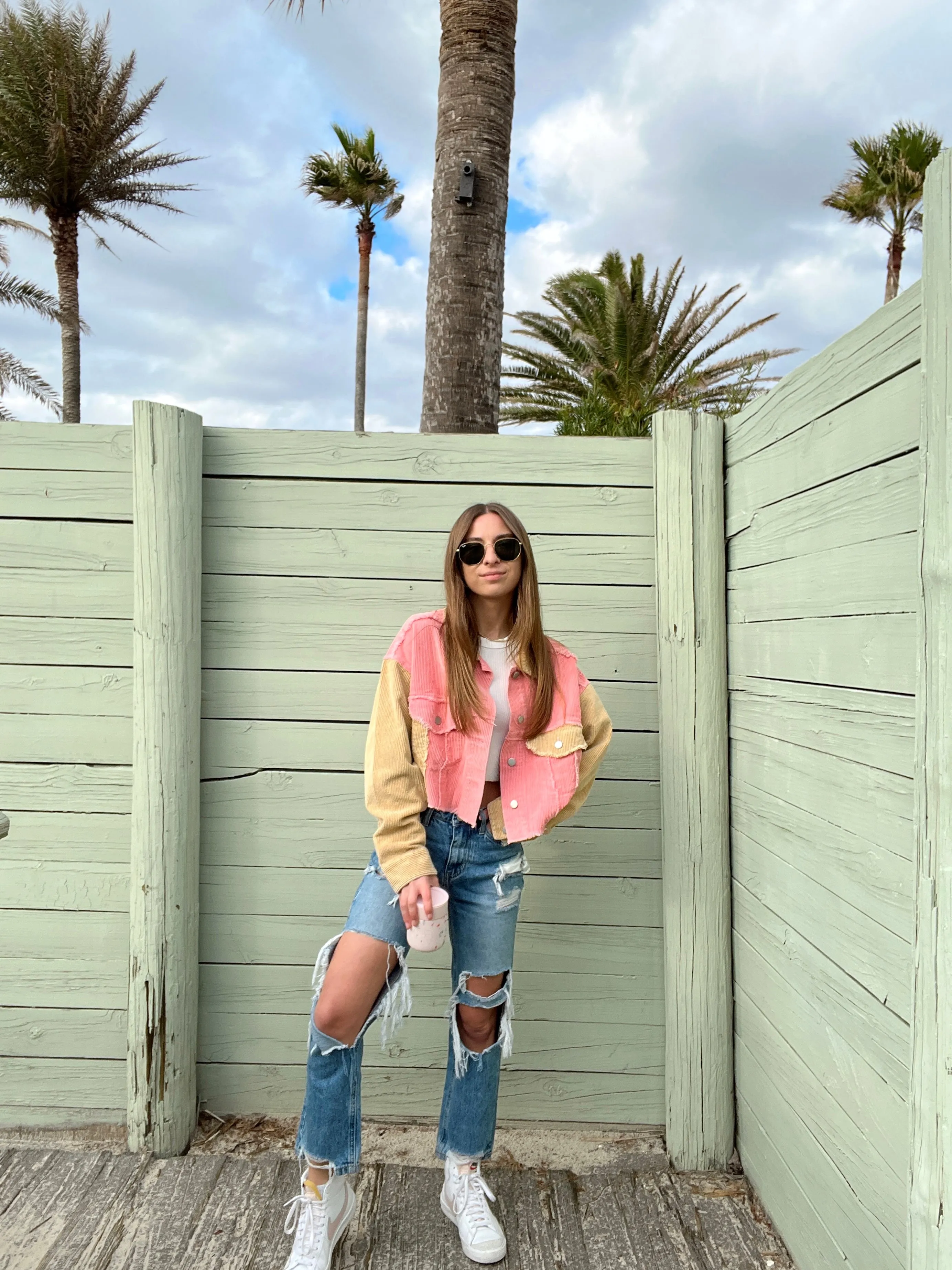 So Rad Colorblock Pink Corduroy Jacket
