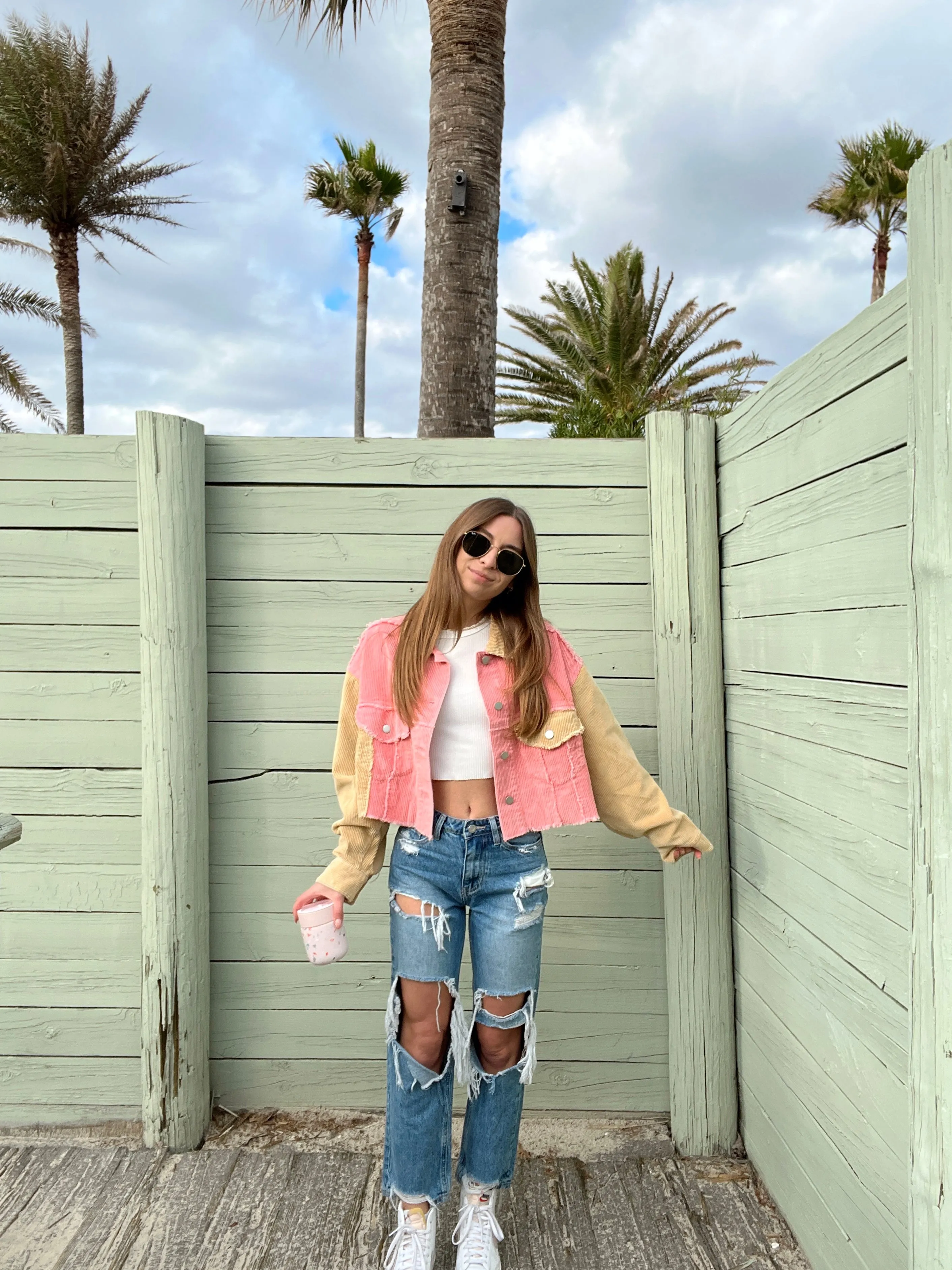 So Rad Colorblock Pink Corduroy Jacket
