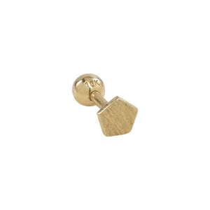 Solid Gold Brushed Pentagon Tragus Earring