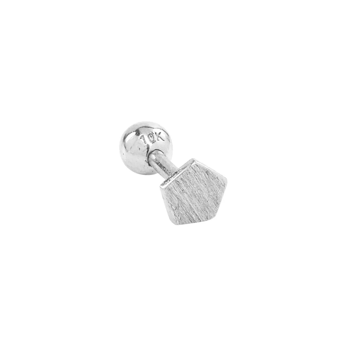 Solid Gold Brushed Pentagon Tragus Earring