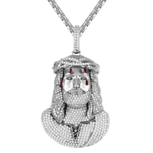 Sterling Silver Bleeding Holy Jesus Crown Religious Pendant