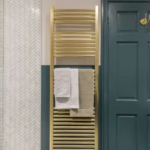 Straight Dual Fuel Brushed Brass Heated Towel Rail 1600mm x 500mm