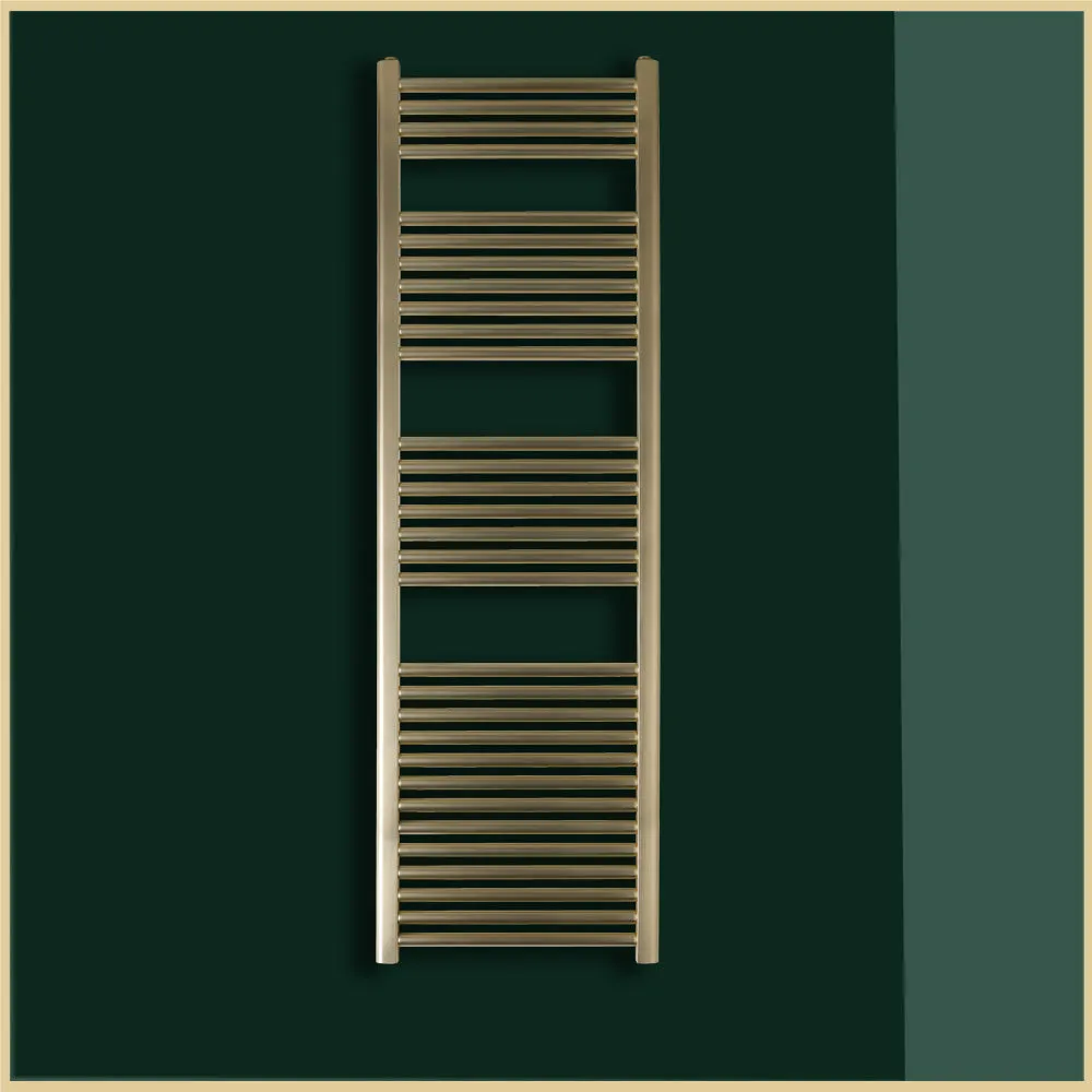 Straight Dual Fuel Brushed Brass Heated Towel Rail 1600mm x 500mm