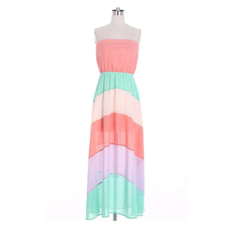 Strapless Colorblock Maxi Dress