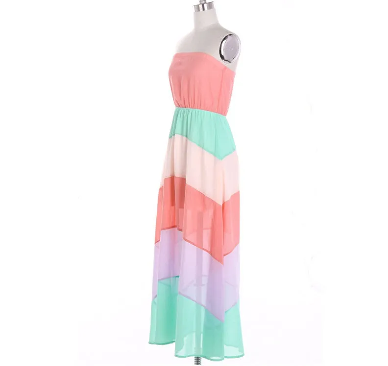 Strapless Colorblock Maxi Dress