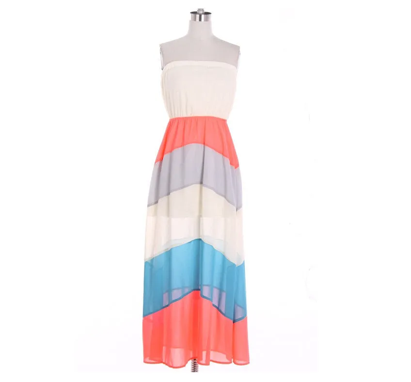 Strapless Colorblock Maxi Dress
