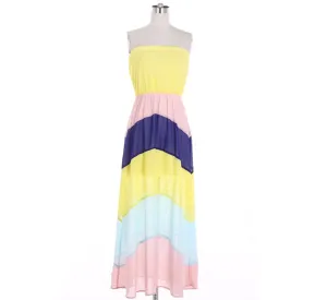 Strapless Colorblock Maxi Dress