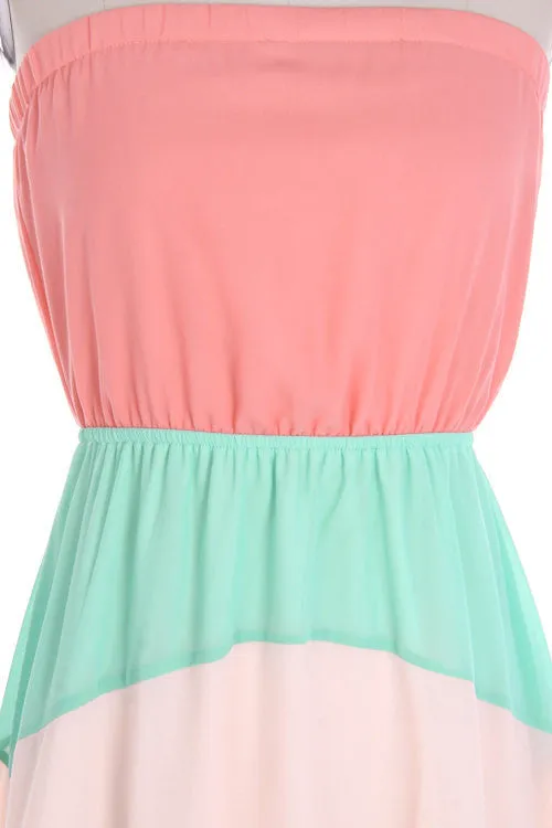 Strapless Colorblock Maxi Dress