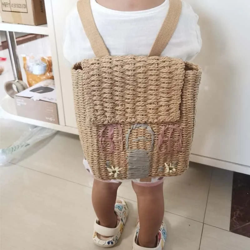 Straw Woven Backpack