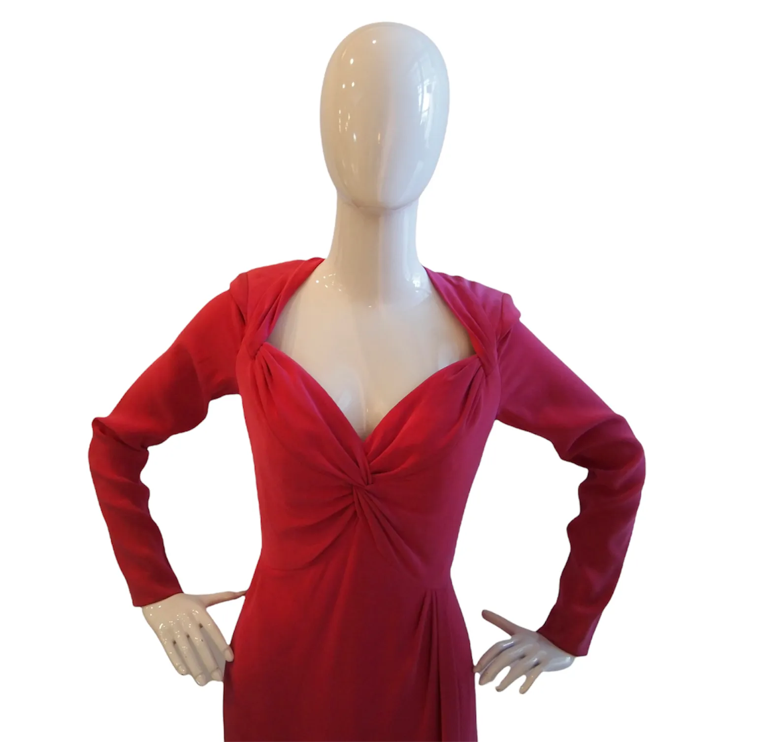 Subtly Sexy Vintage Bob Mackie Fuschia Deep V Dress