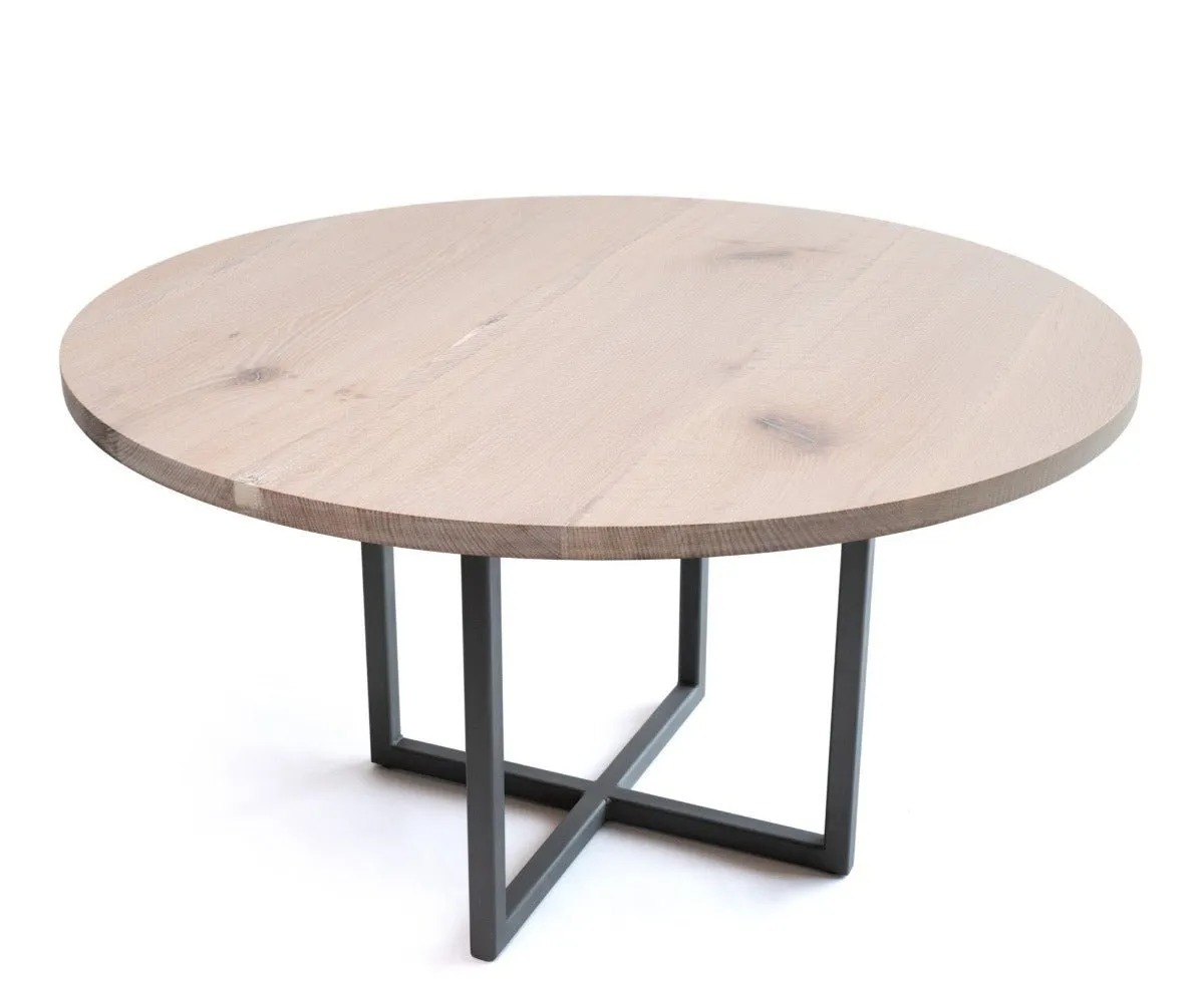 Sunrise Pedestal Base | Round Wood Dining Table with Steel Base