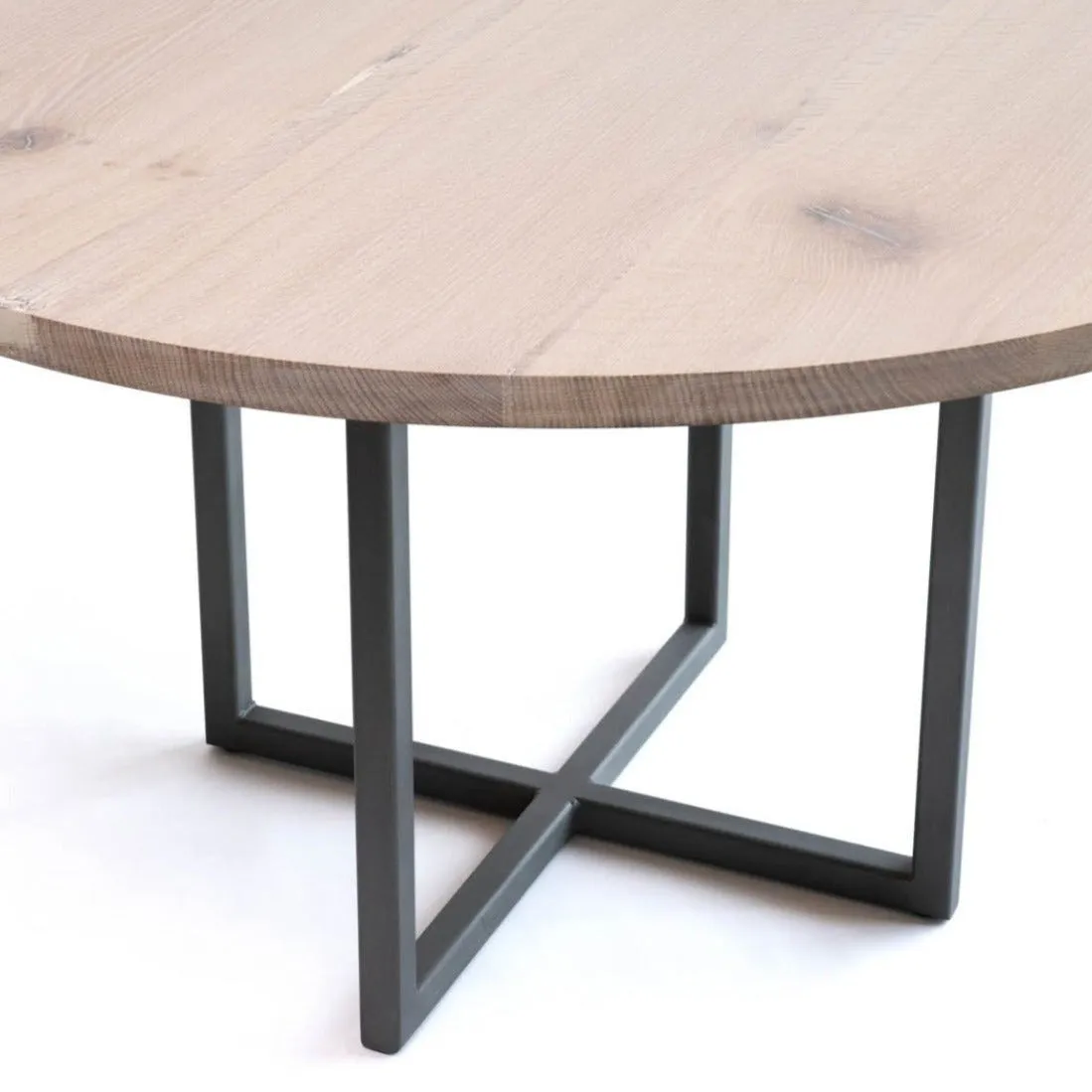 Sunrise Pedestal Base | Round Wood Dining Table with Steel Base