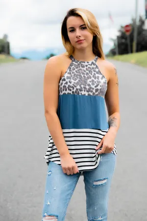 Teal   Animal Print Top