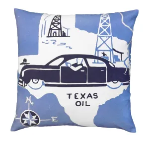 Texas Oil 20"x20" Cotton Embroidered Pillow