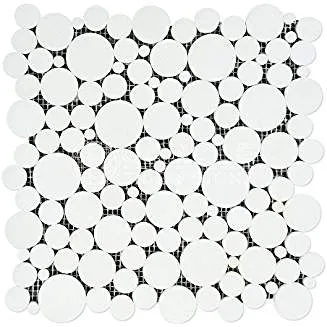 Thassos White Greek Marble Bubbles Mosaic Tile, Polished