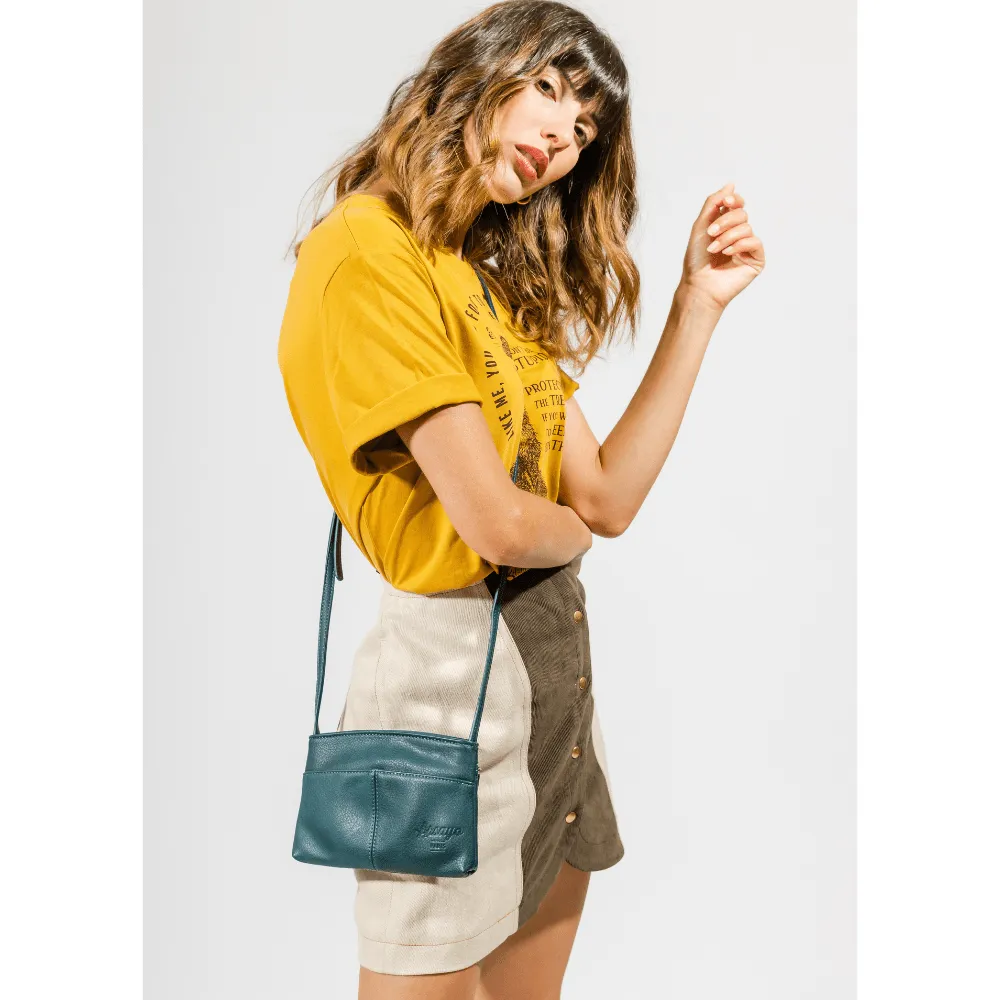 The Original Vegan Leather Crossbody Pouch | Peacock Blue