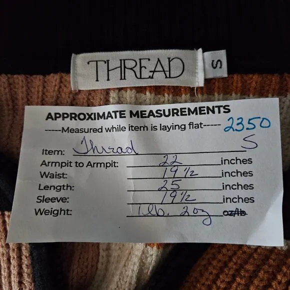 Thread Womens Knit Sweater Small Half Zip Colorblock Striped Preppy Streetwear