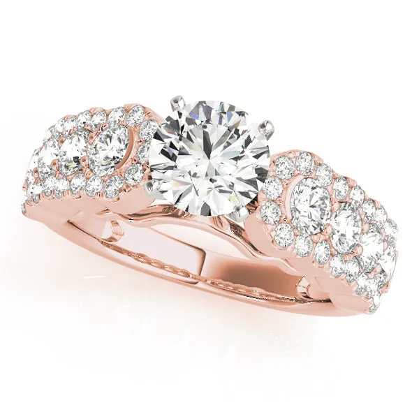 Three Row Round Diamond Engagement Mounting