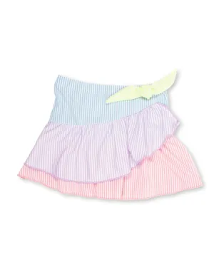 Tiered Ruffle Skirt  Seersucker Colorblock